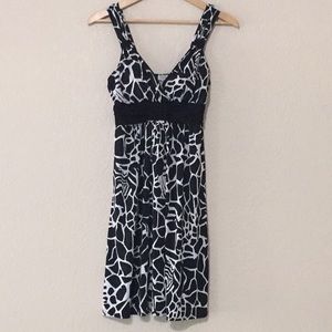 Charming Charlie Black and White Print Dress, Sz S